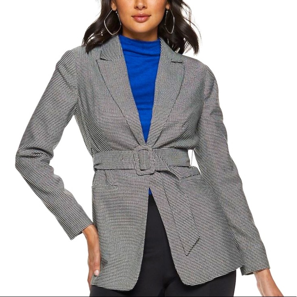 Nine West Black and White Tailored Blazer with Belt